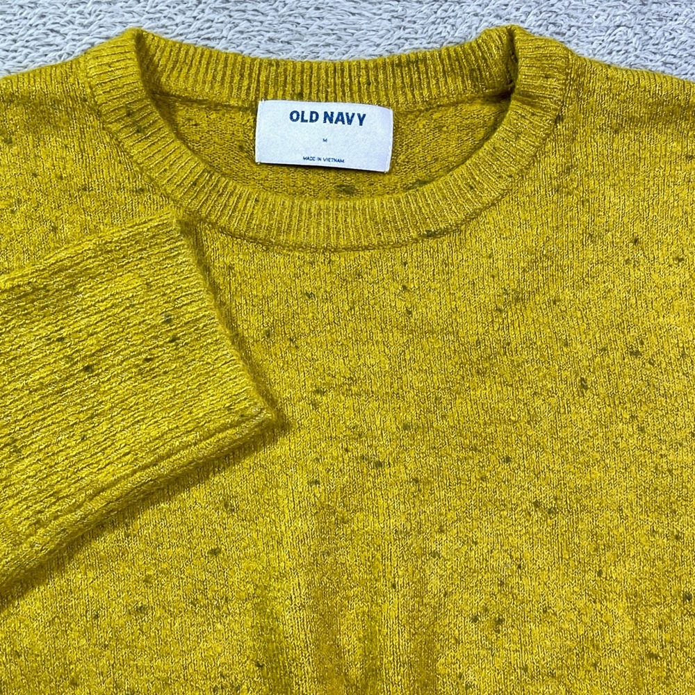 Old Navy Women's M Gold Speckled Crew Neck Long Sleeve Pullover Sweater